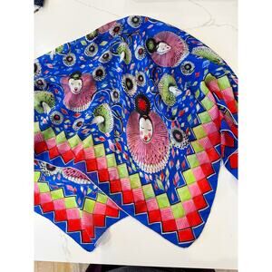 Vintage Hand Rolled Pure Silk Novelty Clown Face Print Scarf